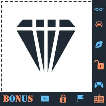 Diamond icon flat Stock Illustration