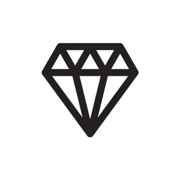 Diamond Icon In Flat Style Vector Icon For Apps, UI, Websites. Black Icon Vec Stock Illustration