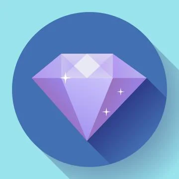 Diamond icon. Flat vector design with long shadow Stock-Illustration