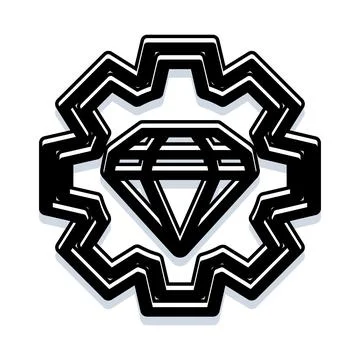 Diamond icon inside gear shape suggesting industry Stock Illustration