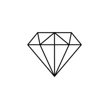 Diamond Icon line Vector. black on white background Stock Illustration