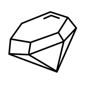 Diamond icon, linear style on white background. Suitable for gemstone symbols, l Stock Illustration