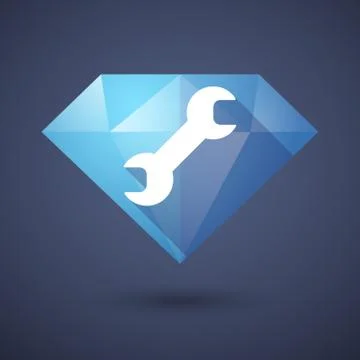 Diamond icon with a monkey wrench Stock Illustration