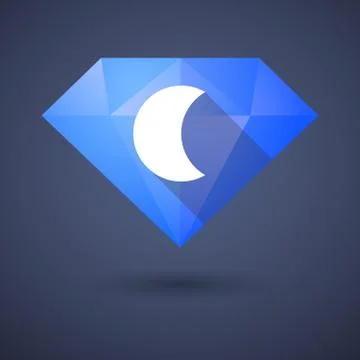 Diamond icon with a moon Ilustração Stock