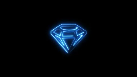 Diamond icon. neon line diamond icon animation on black background. Stock Footage 293483799