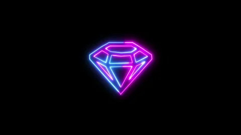 Diamond icon. neon line diamond icon animation on black background. Stock Footage 293483803