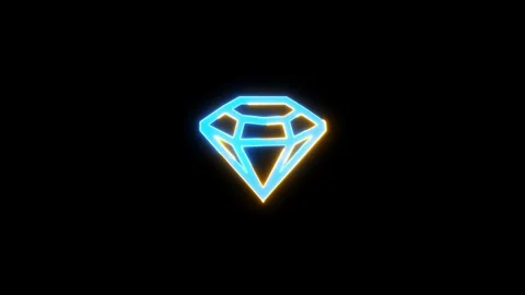 Diamond icon. neon line diamond icon animation on black background. Stock Footage 293483820