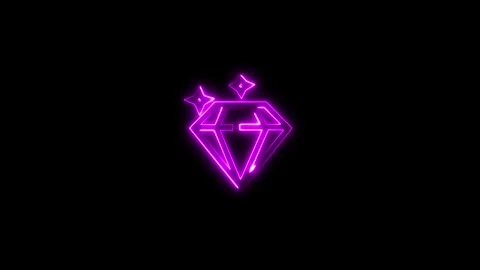 Diamond icon. neon line diamond icon animation on black background. Stock Footage 293483826