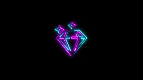 Diamond icon. neon line diamond icon animation on black background. Stock Footage 293483833