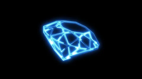 Diamond icon. neon line diamond icon animation on black background. Stock Footage 293483856
