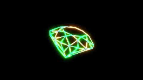 Diamond icon. neon line diamond icon animation on black background. Stock Footage 293483866