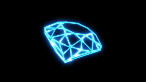 Diamond icon. neon line diamond icon animation on black background. Stock Footage 293483867