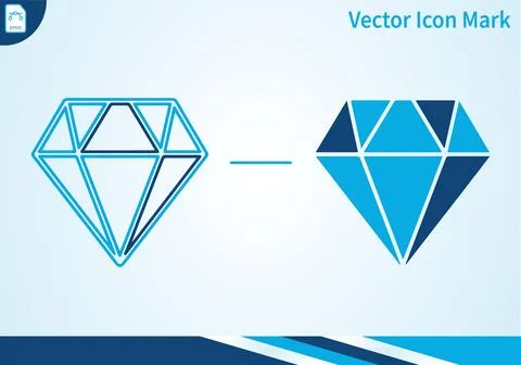 Diamond icon outline and solid fill simple design. Illustrazione stock