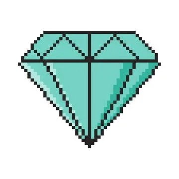 Diamond icon. Pixel art object in 8 bit style. Retro 80s,90s video game gra.. Illustrazione stock