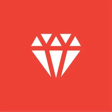 Diamond Icon On Red Background. Red Flat Style Vector Illustration Stock Illustration