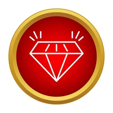 Diamond icon in red circle with gold border Stock Illustration