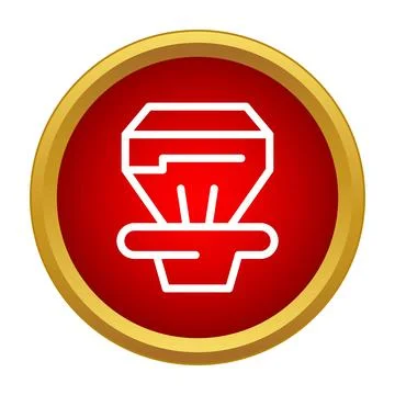 Diamond icon on red circular button illustration Stock Illustration