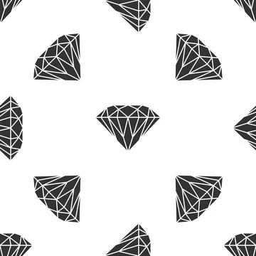 Diamond icon seamless pattern on white background. Jewelry symbol. Gem stone 스톡 일러스트