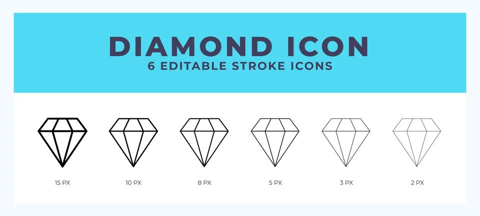 Diamond icon set with different stroke. Design elements for logo. Vector il.. Stock Illustration