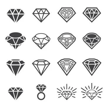 Diamond icon set Stock Illustration