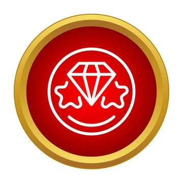 Diamond icon with stars in red circle Stock Illustration