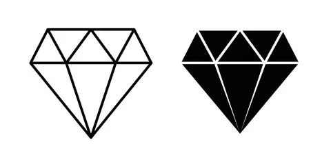 Diamond icon symbol. Vector illustration pack in black color. Stock Illustration