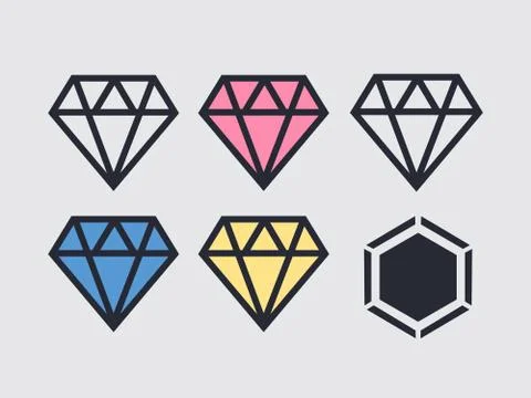 Diamond icon vector. Diamond outline vector sign Stock Illustration