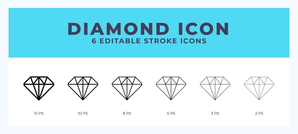 Diamond icon vector illustration. With editable stroke for web. App and more. Illustrazione stock