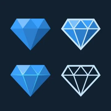 Diamond Icons Set. Flat Style Logo. Vector 스톡 일러스트