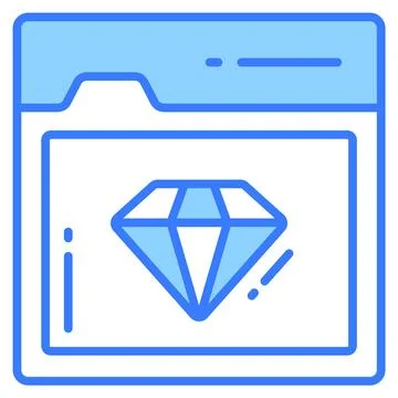 Diamond inside webpage, icon design of website performance Illustrazione stock