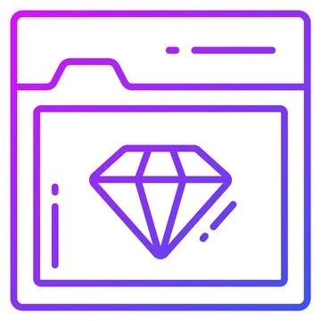 Diamond inside webpage, icon design of website performance Stock Illustration