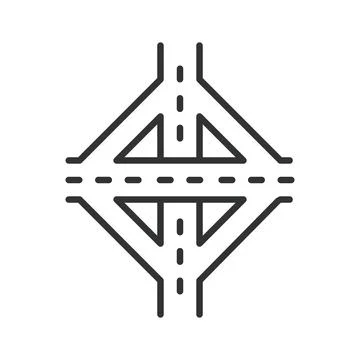 Diamond interchange, icon in line design. diamond interchange, highway diamond Stock Illustration