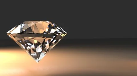 Diamond isolated on dark background. 3d rendered illustration in 8k resolutio Stock Illustration