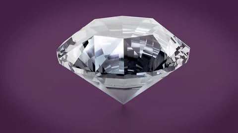 Diamond isolated on purple background. 3D illustration Stockillustratie