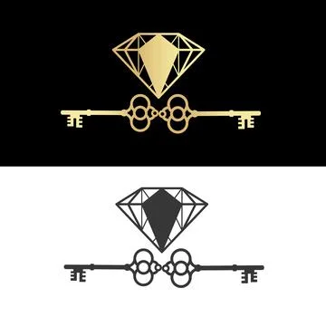 Diamond key icon  vector logo design Stock Illustration