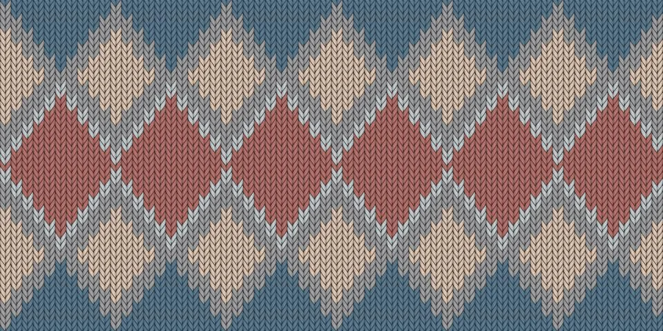 Diamond knitted seamless pattern retro style  background Stock Illustration