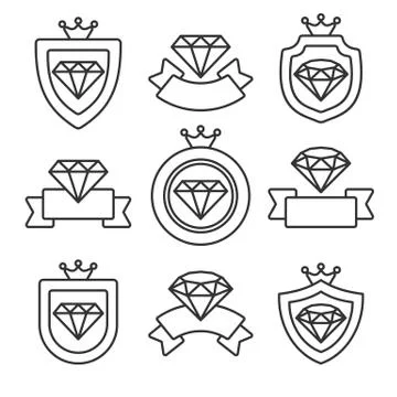 Diamond labels and elements set. Collection icon diamonds. Vector Stock Illustration