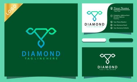 Diamond leaf logo design vector illustration, modern company icon business ca Illustrazione stock