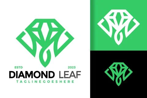 Diamond leaf logo design vector symbol icon illustration Stock Illustration