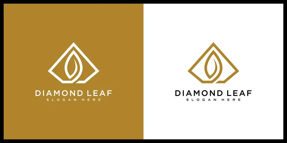 Diamond leaf logo vector design line style Stock Illustration