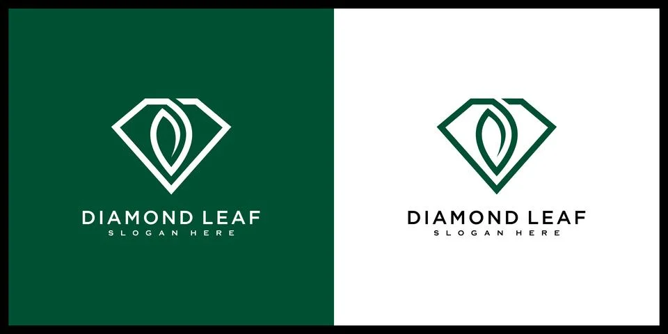 Diamond leaf logo vector design line style Stock Illustration