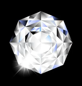 Diamond with light on black background Stock Illustration