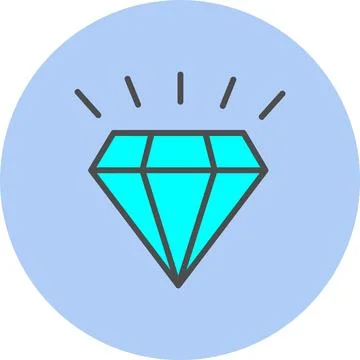 Diamond Line Filled Circle Icon Stock Illustration