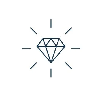 Diamond line gem icon. Vector crystal value outline stone brilliant, luxury flat Stock Illustration