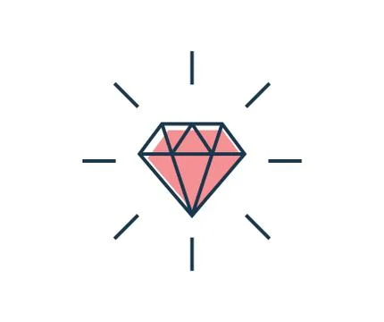 Diamond line gem icon. Vector crystal value outline stone brilliant, luxury flat Illustrazione stock