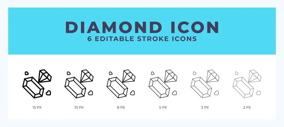 Diamond line icon with different stroke. Vector illustration. Stock Illustration