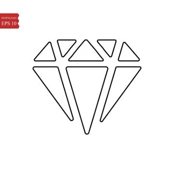 Diamond line icon, outline vector sign, linear style pictogram isolated on wh Stock Illustration