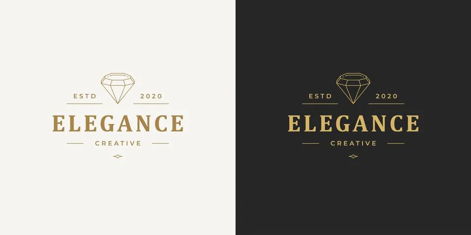 Diamond line vector logo emblem design template illustration simple minimal.. Stock Illustration