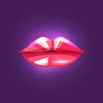 Diamond lips on purple background. Stock Illustration