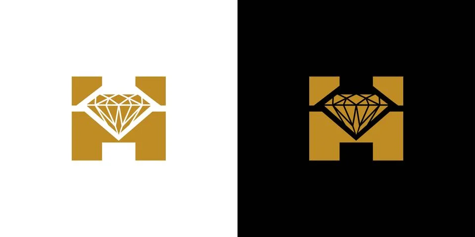Diamond logo design with initial H modern and luxurious Stock Illustration